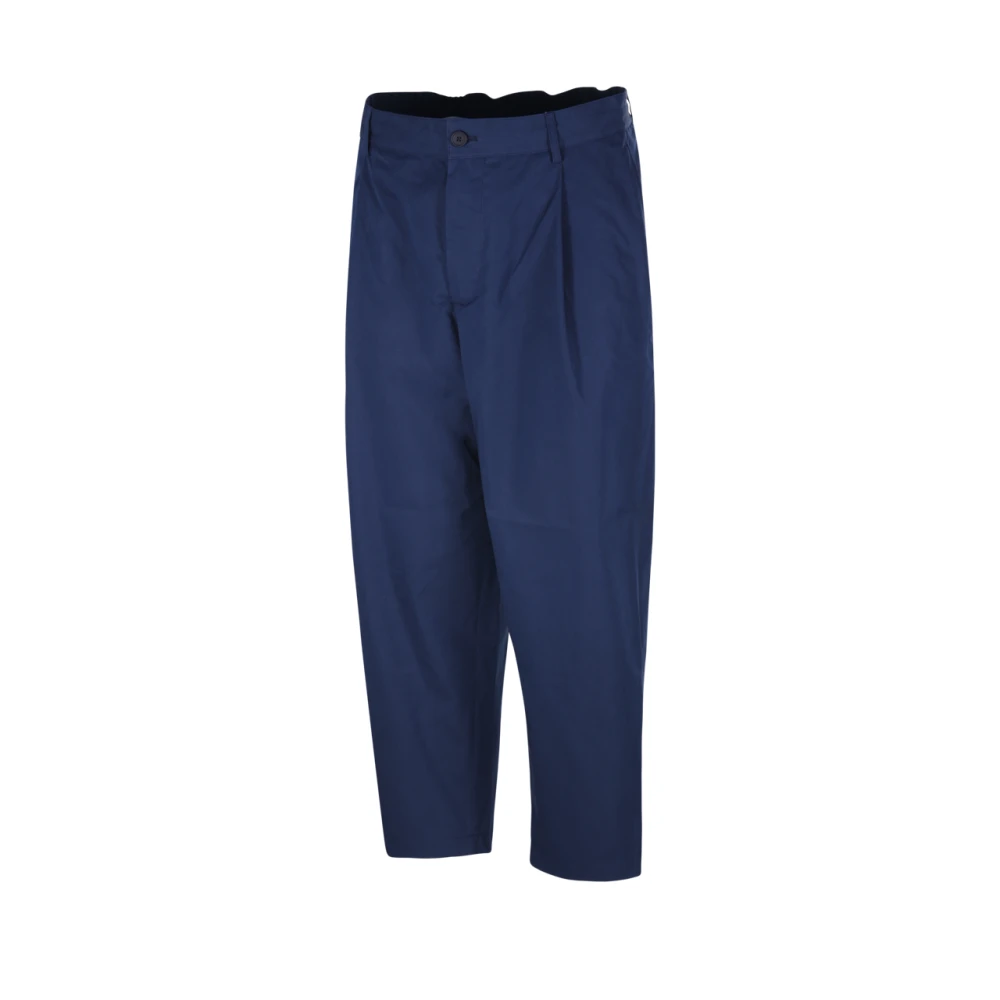 Maison Kitsuné Ink Blue Geplooide Cropped Broek Blue Heren