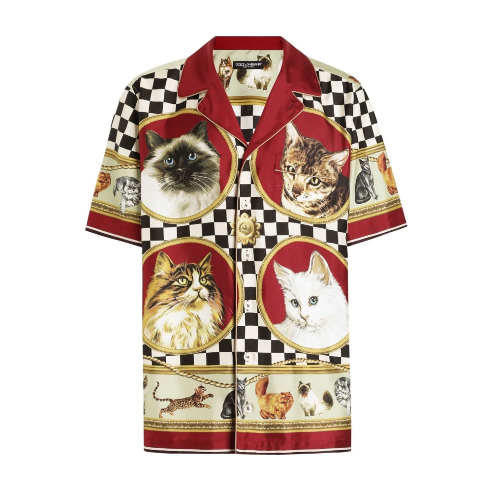 Dolce & Gabbana MultiColour Camp Kraag Shirt Korte Mouwen Multicolor Heren
