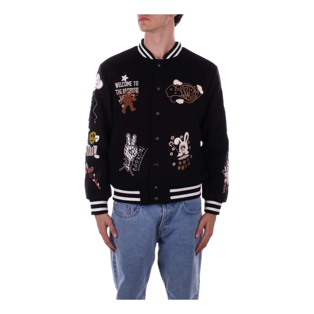 Barrow Zwarte Bomberjack met Logopatch Black Heren