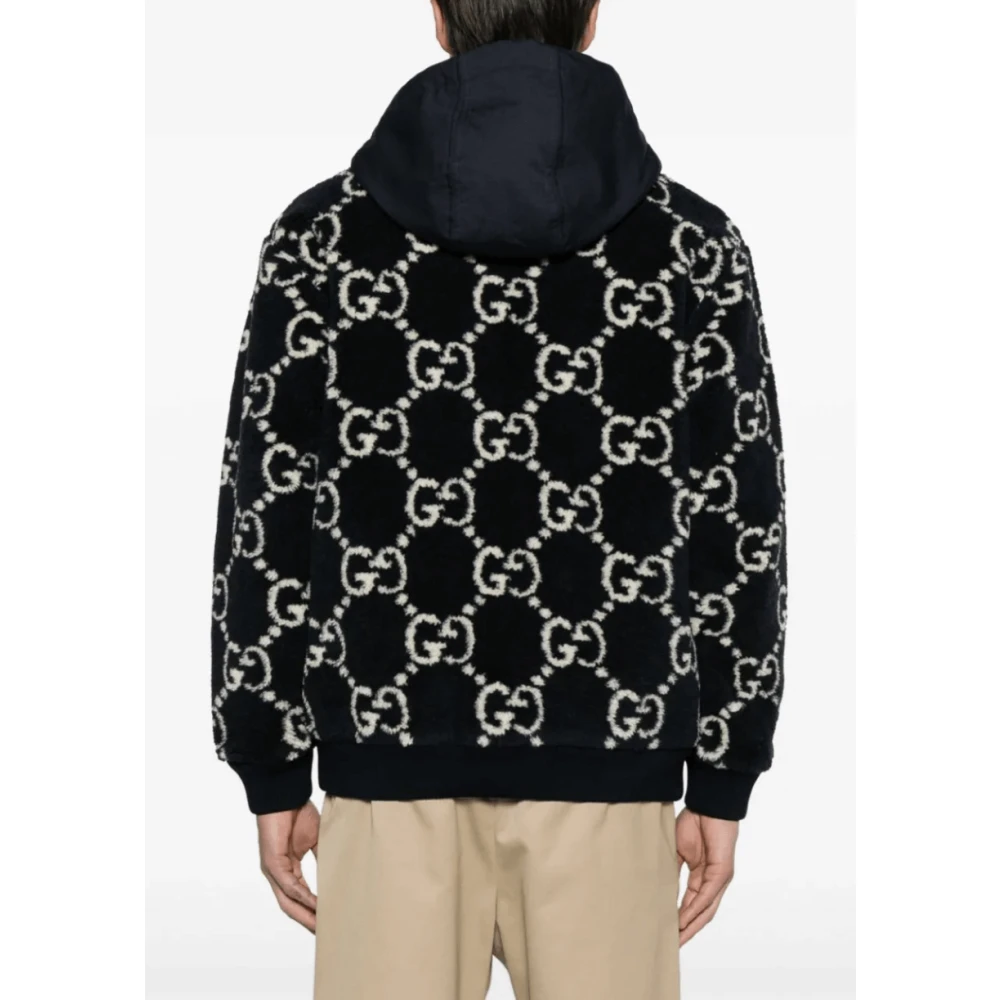 Gucci Fuzzy Hooded Jacket Blue Heren