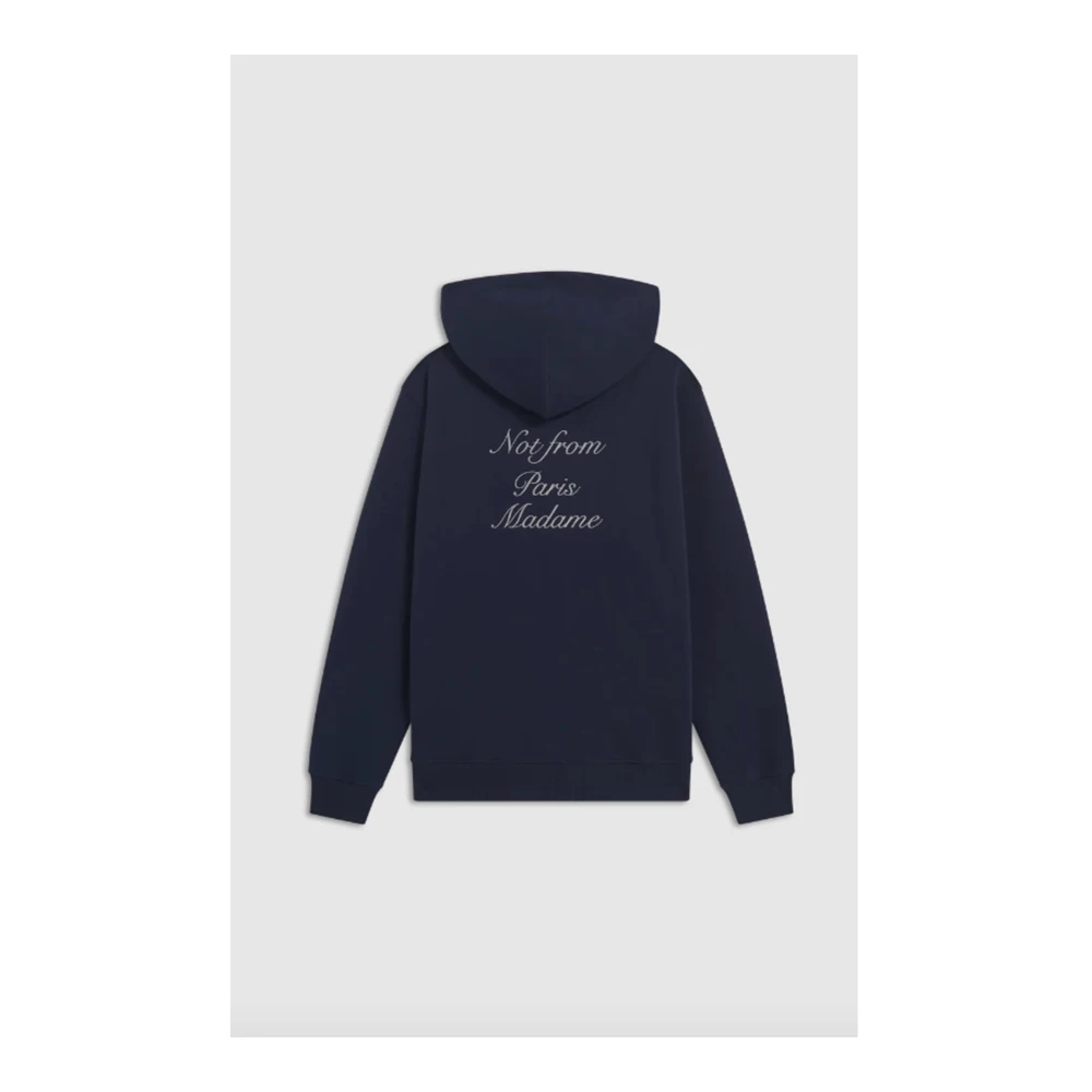 Drole de Monsieur Calligraphy Slogan Hoodie in Navy Blue Heren
