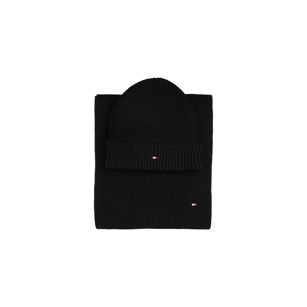 Tommy Hilfiger Zwarte Katoenen Sjaal Herfst Winter Collectie Black Heren