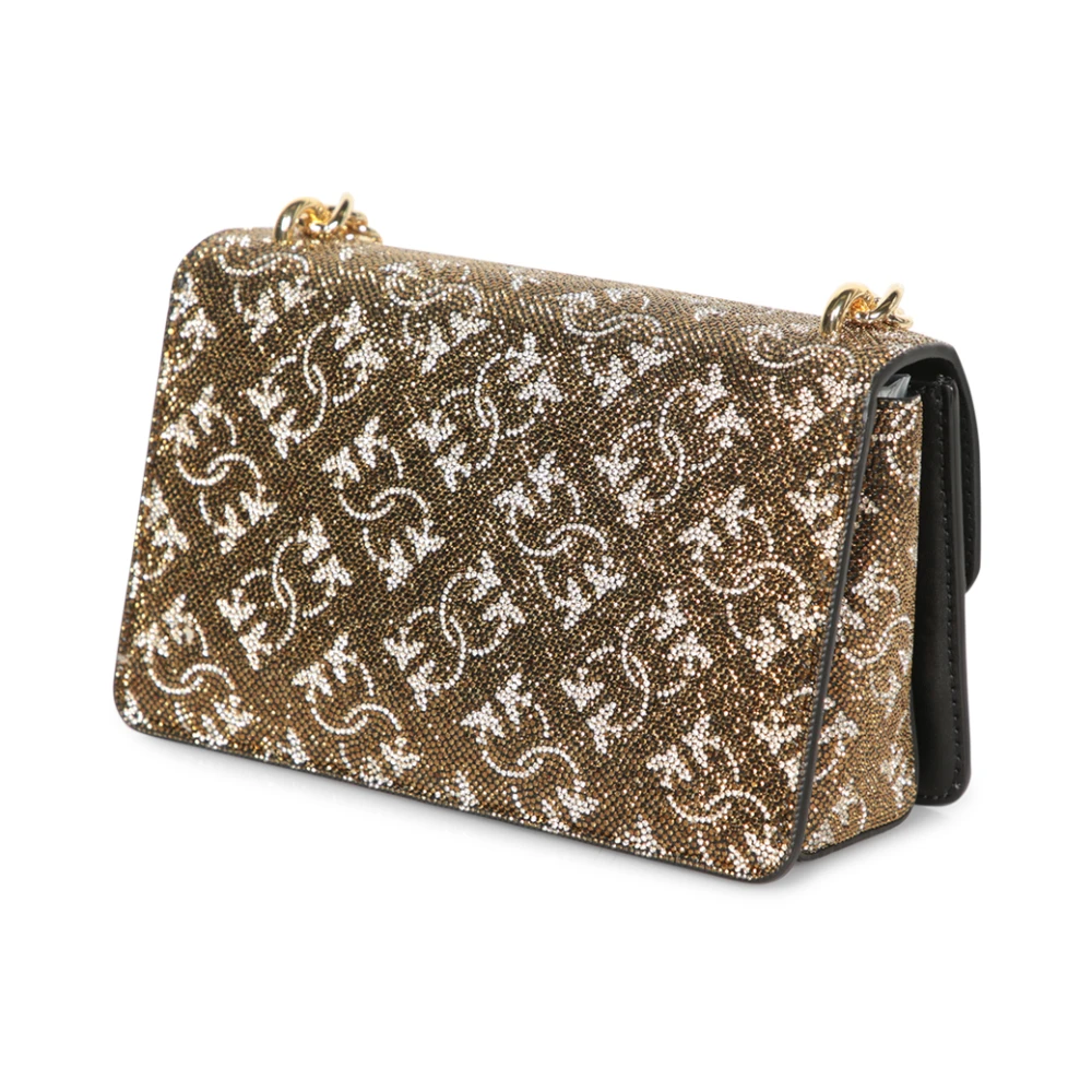 pinko Bronzen Strass Mini Stoffen Tas Brown Dames