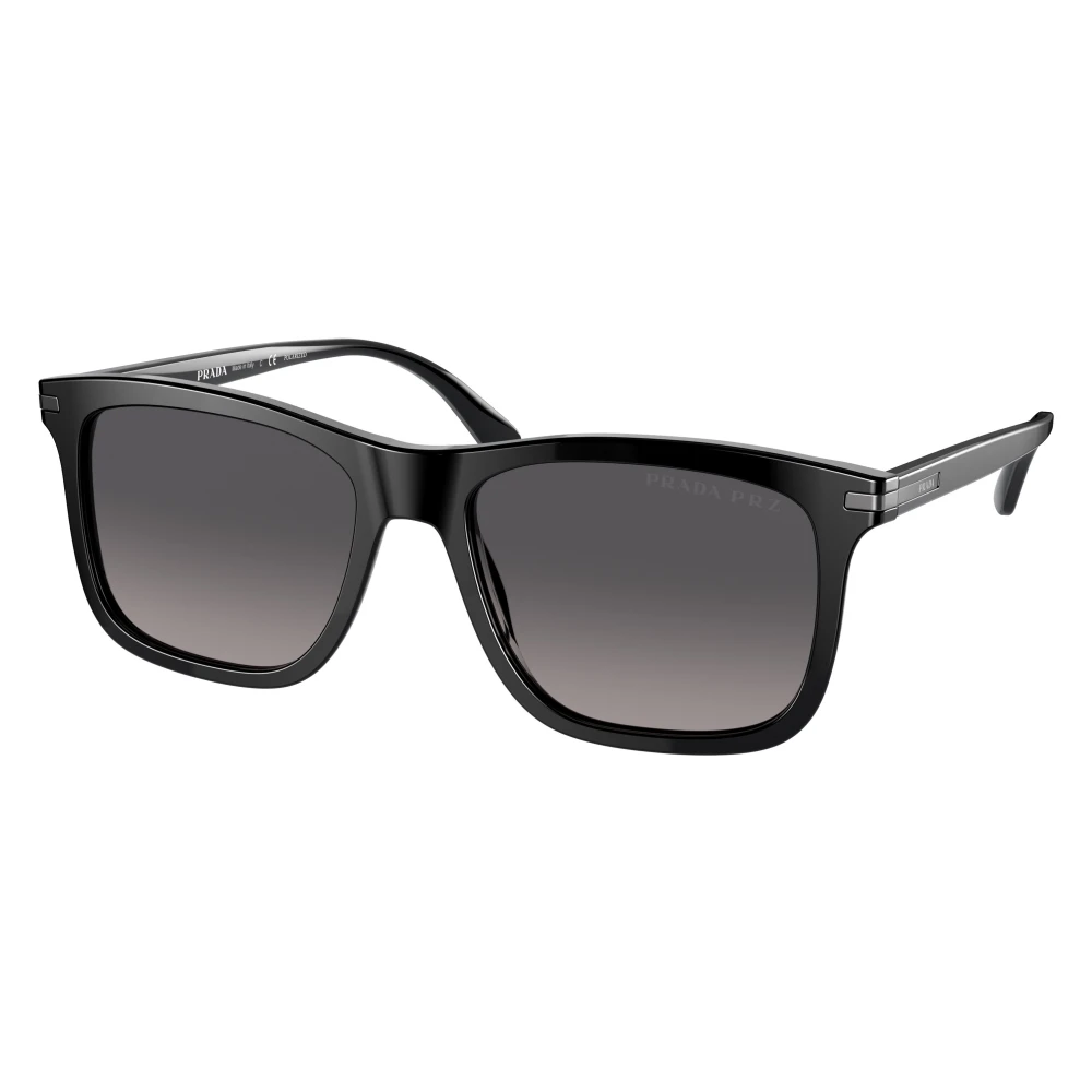 Prada Men's Black Sunglasses,, Stylish Sunglasses With Polarized Grey Lenses Medium
