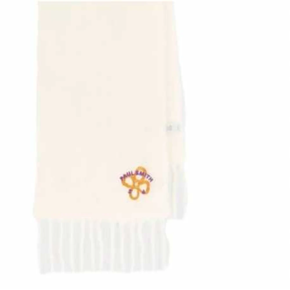 Paul Smith Wit Geborduurde Bloem Sjaal Beige Unisex