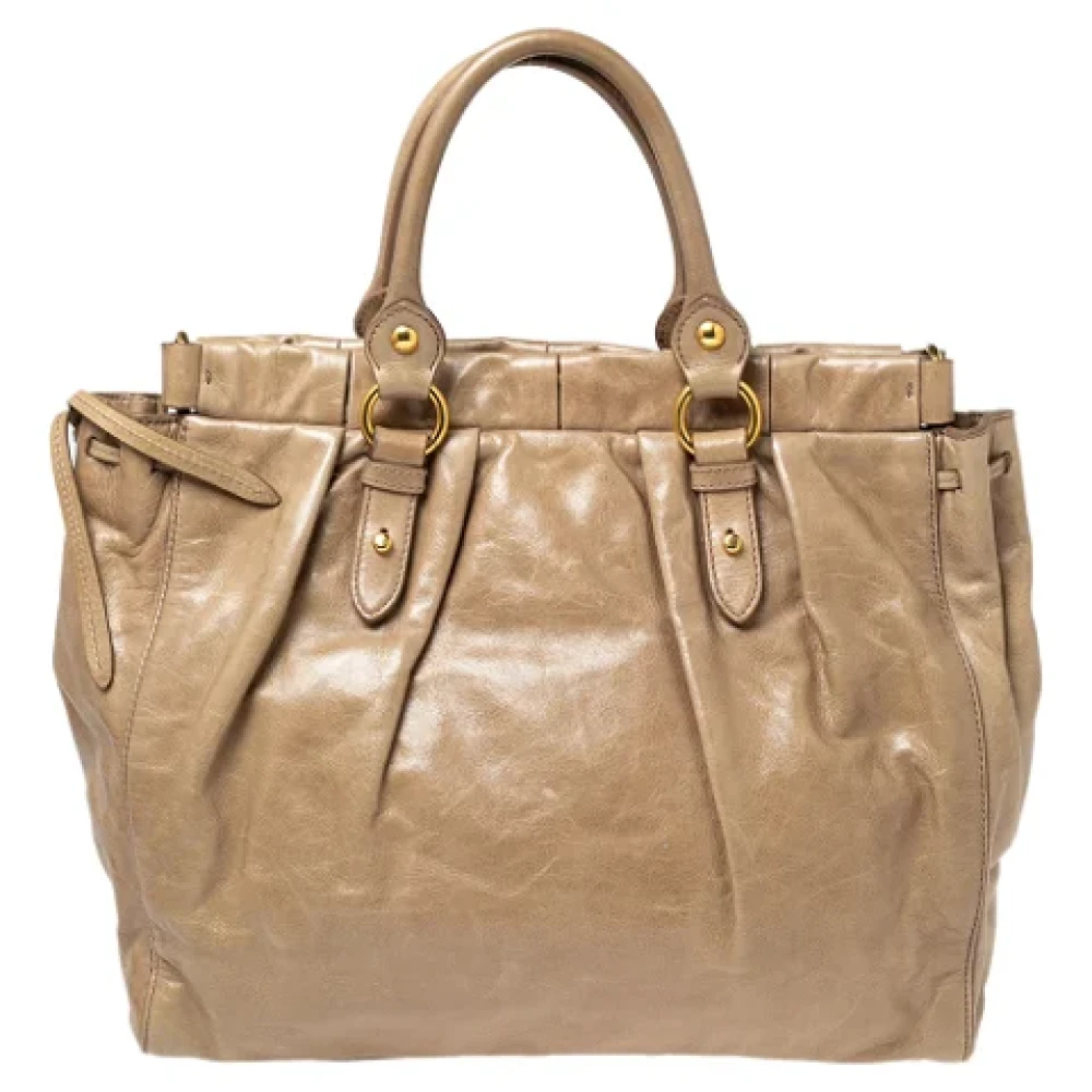 Miu Pre-owned Leather totes Beige Dames