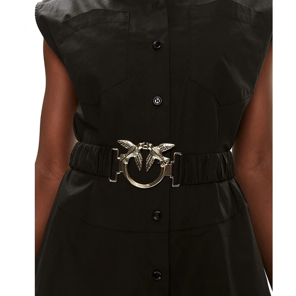 pinko Mouwloze Overhemdjurk met Riem Black Dames