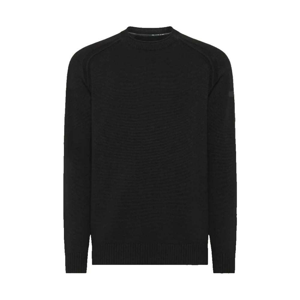 RRD Effen Zwarte Ronde Gebreide Top Black Heren