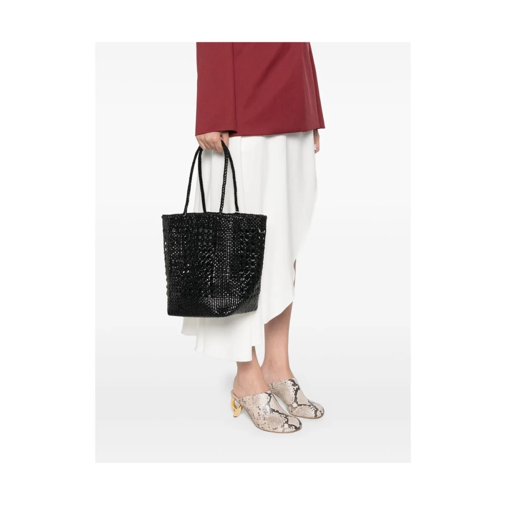 Dragon Diffusion Gevlochten Leren Tote Tas Black Dames