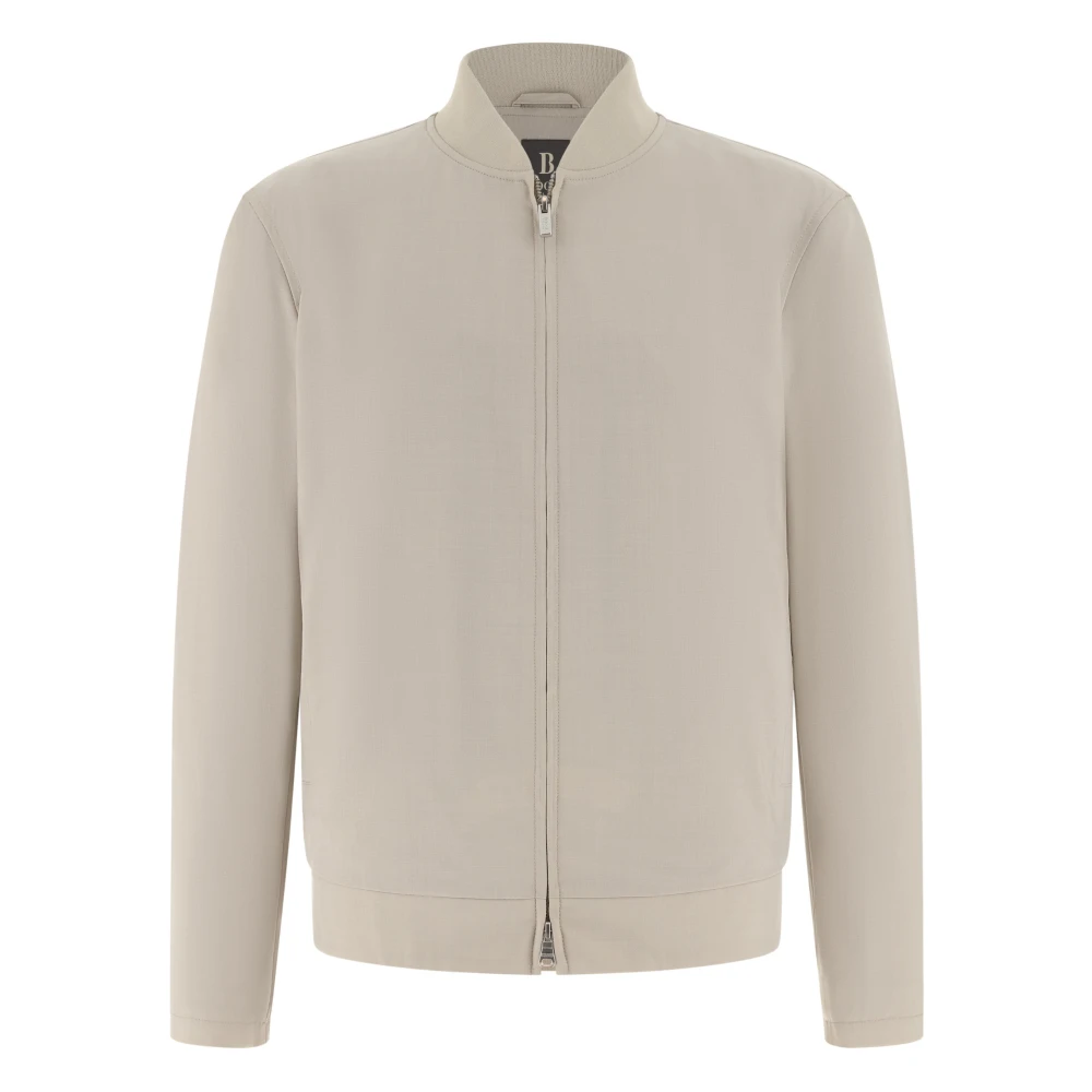 Boggi Milano Herren Beige Wollmischung Bomberjacke