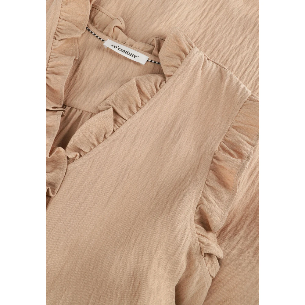 Co'Couture Taupe Frill Jurk Must-Have Stijlvolle Garderobe Toevoeging Beige Dames