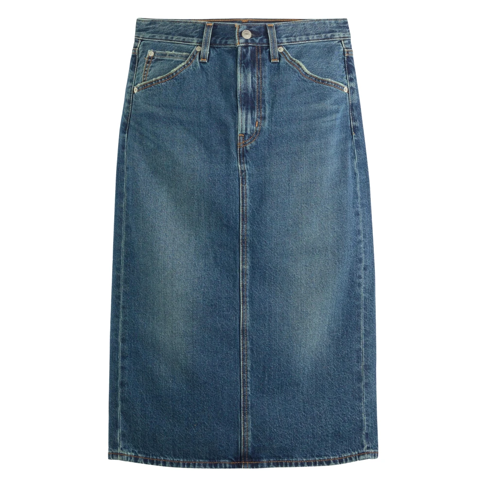 Levi's Women's Blue Denim Skirts, W24, High Rise Back Slit Skirt