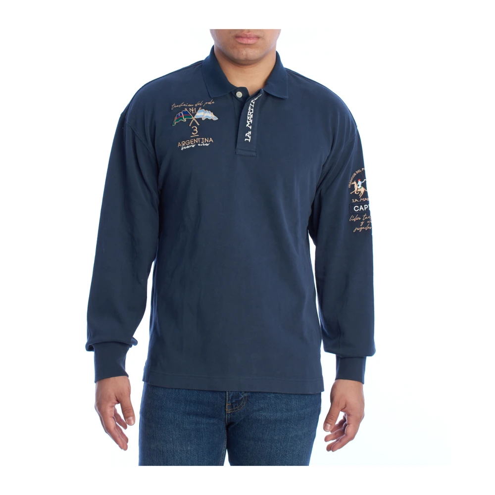 LA MARTINA Lange mouw poloshirt Blue Heren