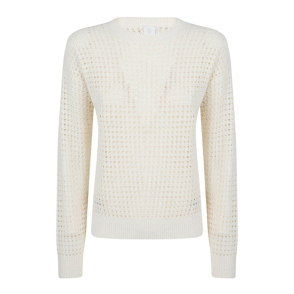 Eleventy Women's White Round-Neck Knitwear, M, Maglia Girocollo