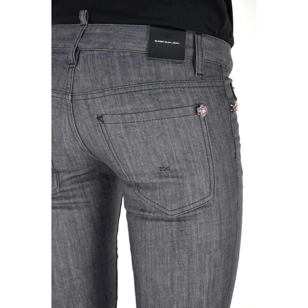 Dsquared2 Grijze Skinny Jeans met Swarovski Inzetstukken Gray Dames