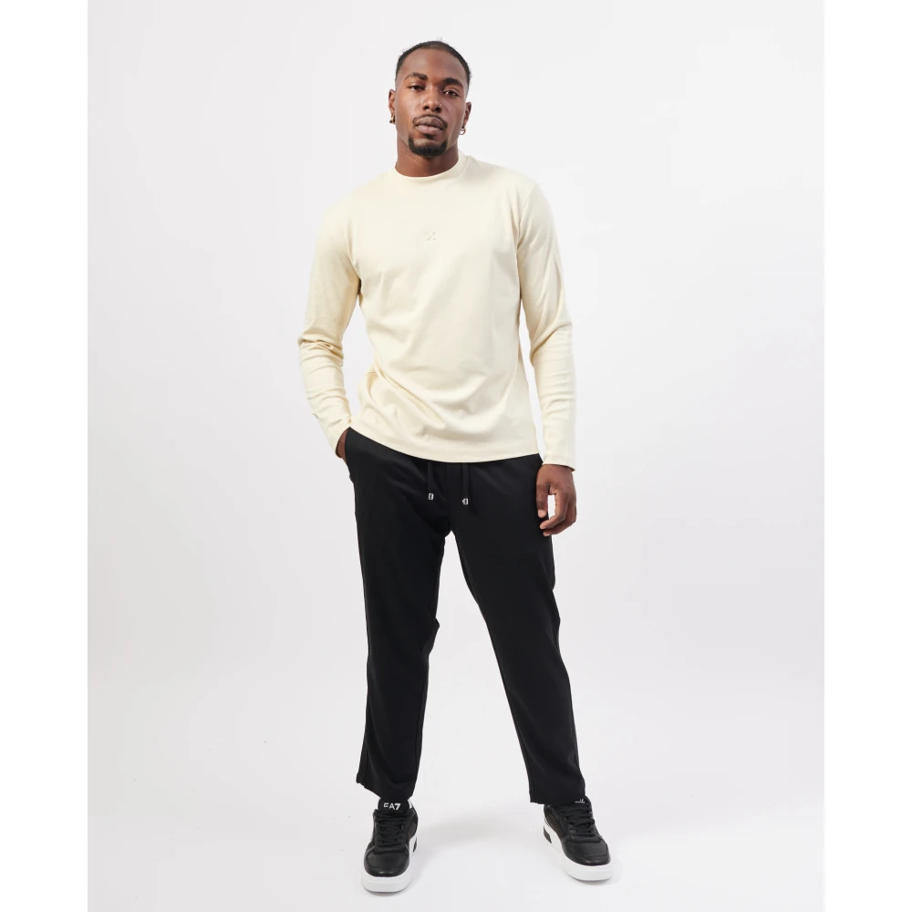 Richmond Wit langemouw ronde hals shirt White Heren
