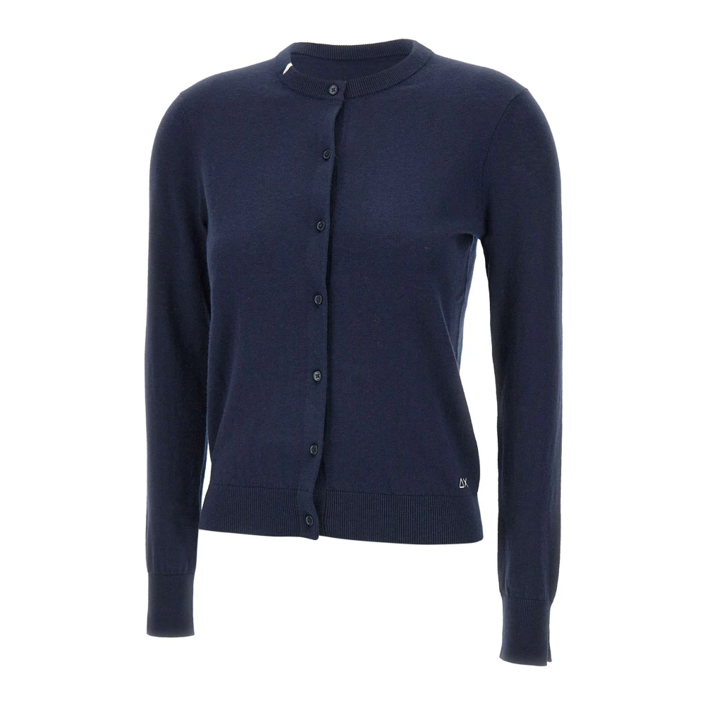 Sun68 Navy Blauwe Vest met Witte Profielen Blue Dames