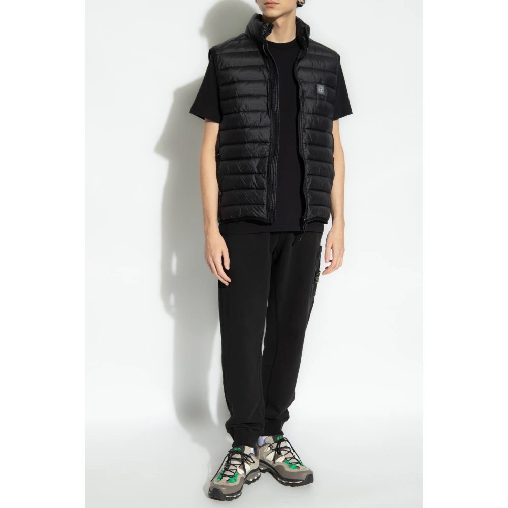 Stone Island T-shirt met logo patch Black Heren