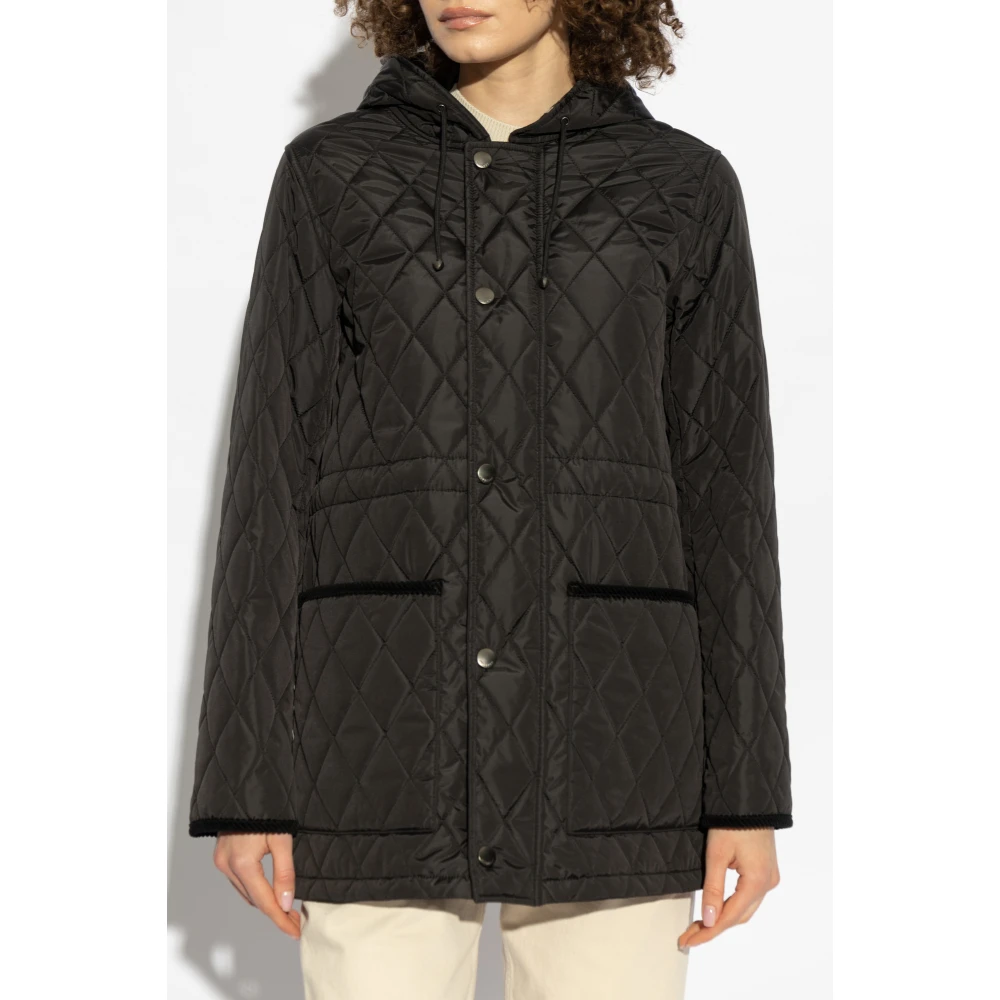 Burberry Gewatteerde jas met capuchon Black Dames