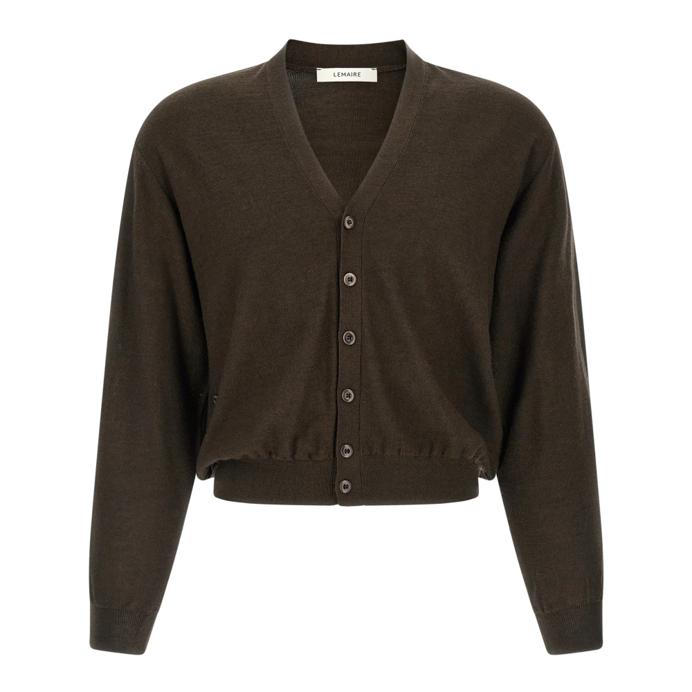 Lemaire Men's Brown Cardigans, Xl, Twisted Wool Blend Knit Cardigan