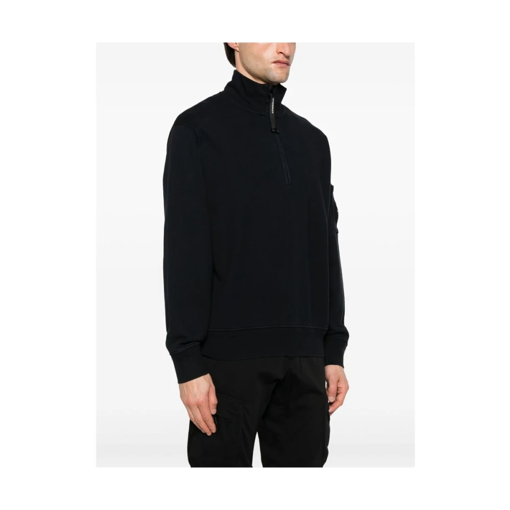 C.P. Company Navy Blauwe Zip Sweatshirt Hoge Hals Blue Heren
