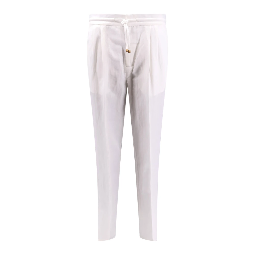BRUNELLO CUCINELLI Linnen Katoen Trekkoord Broek White Heren