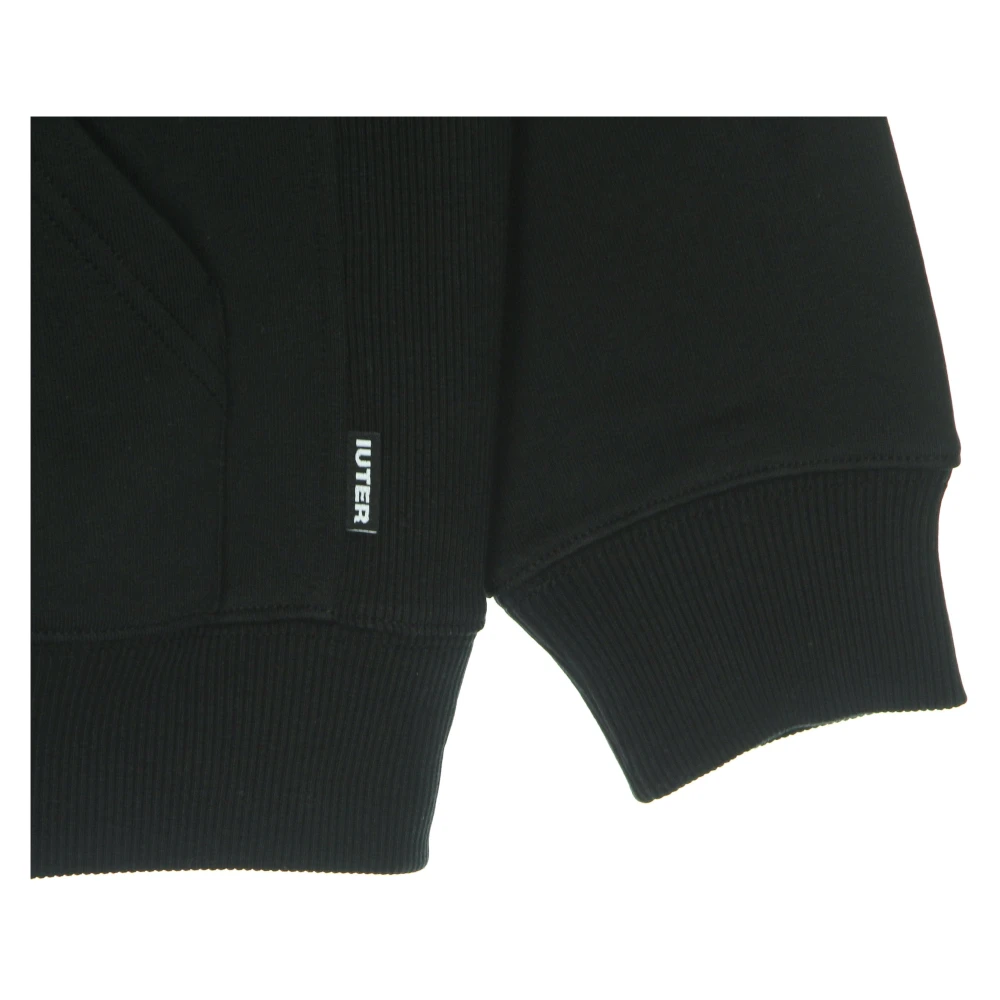 Iuter Zwarte Logo Hoodie met Kangoeroezak Black Heren