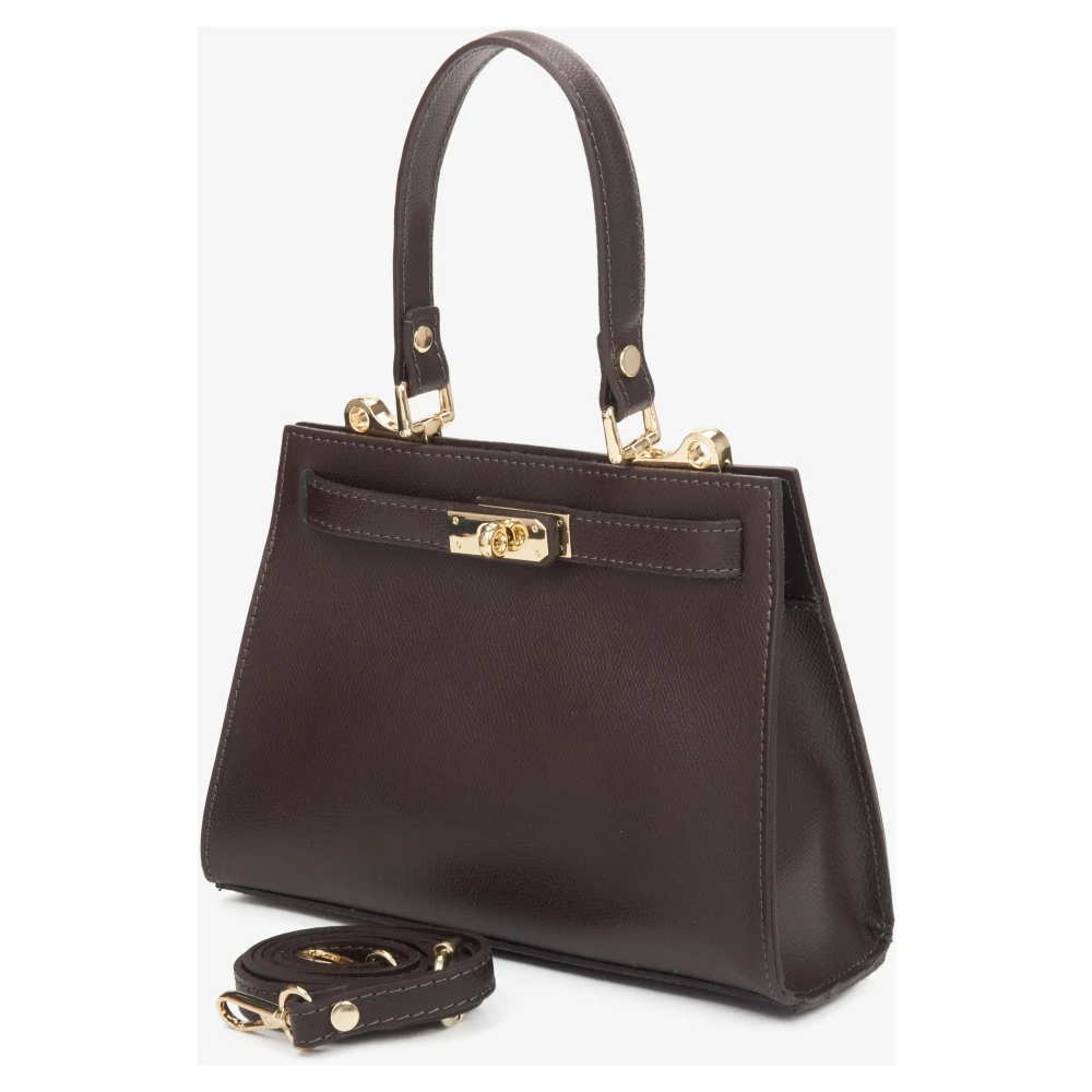 Estro Donkerbruine Satchel Handtas voor Vrouwen gemaakt van Premium Italiaans Echt Leer Brown Dames