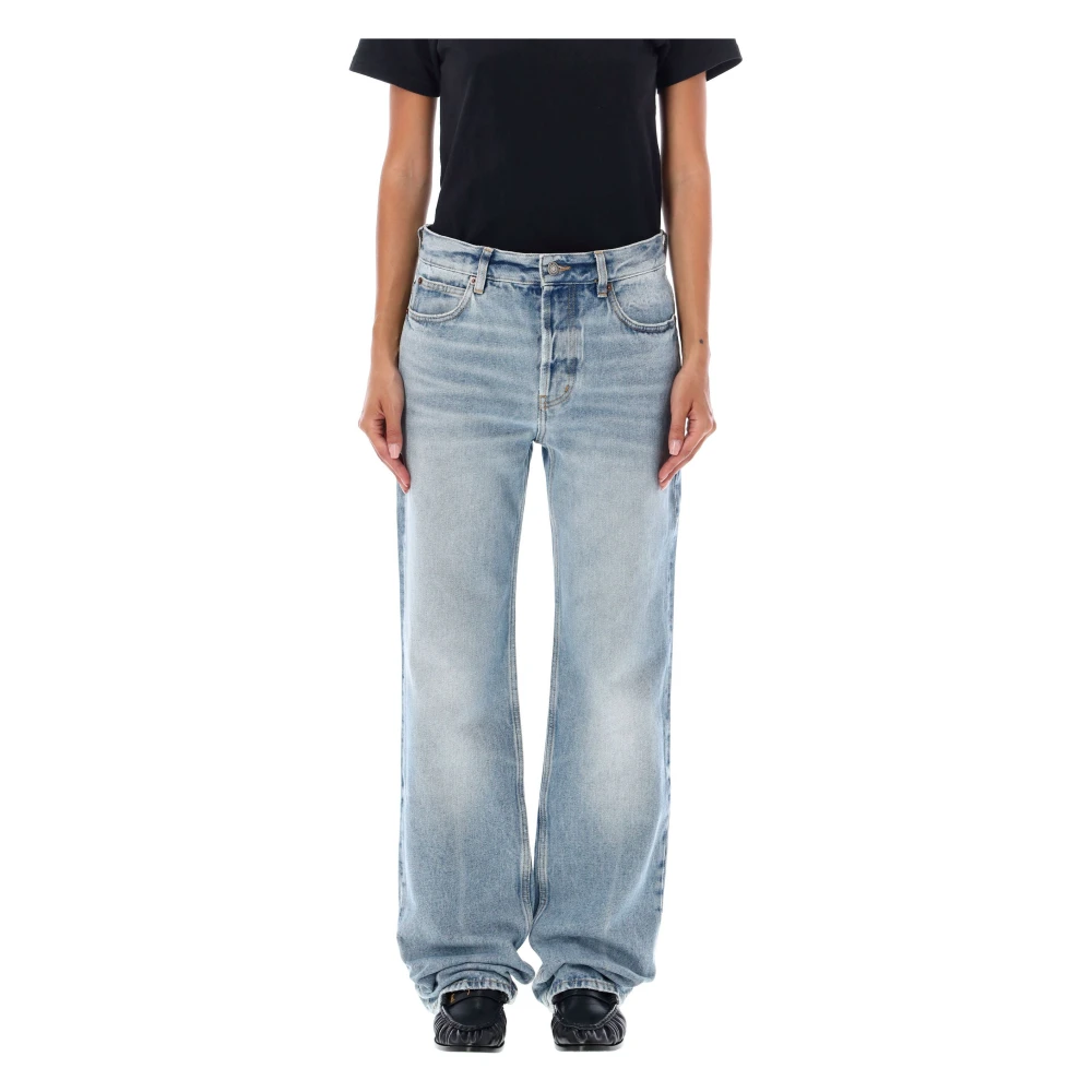 Saint Laurent Wide-Leg Denim Jeans Blue Dames