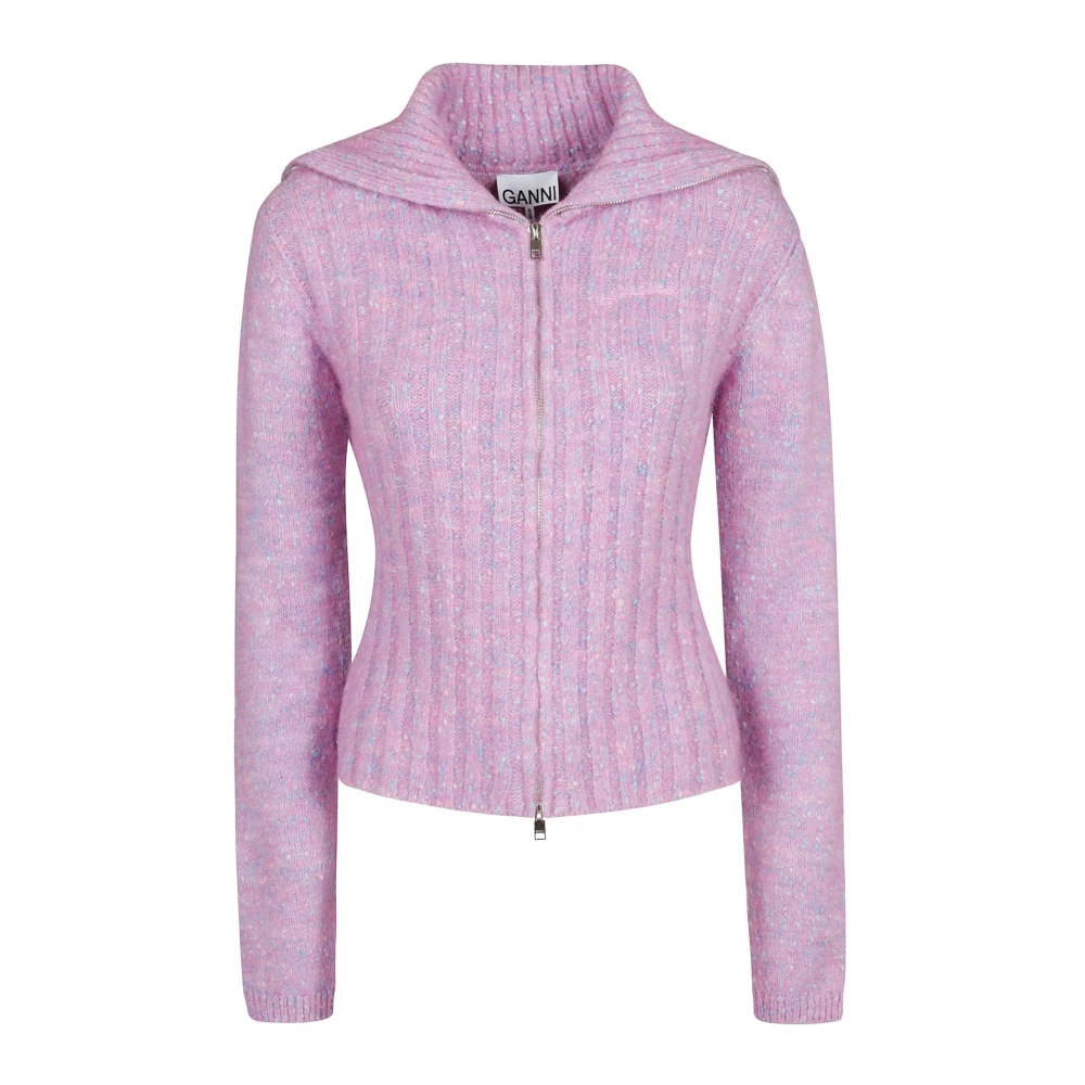 Ganni Hoge Hals Alpaca Katoenmix Sweater Pink Dames