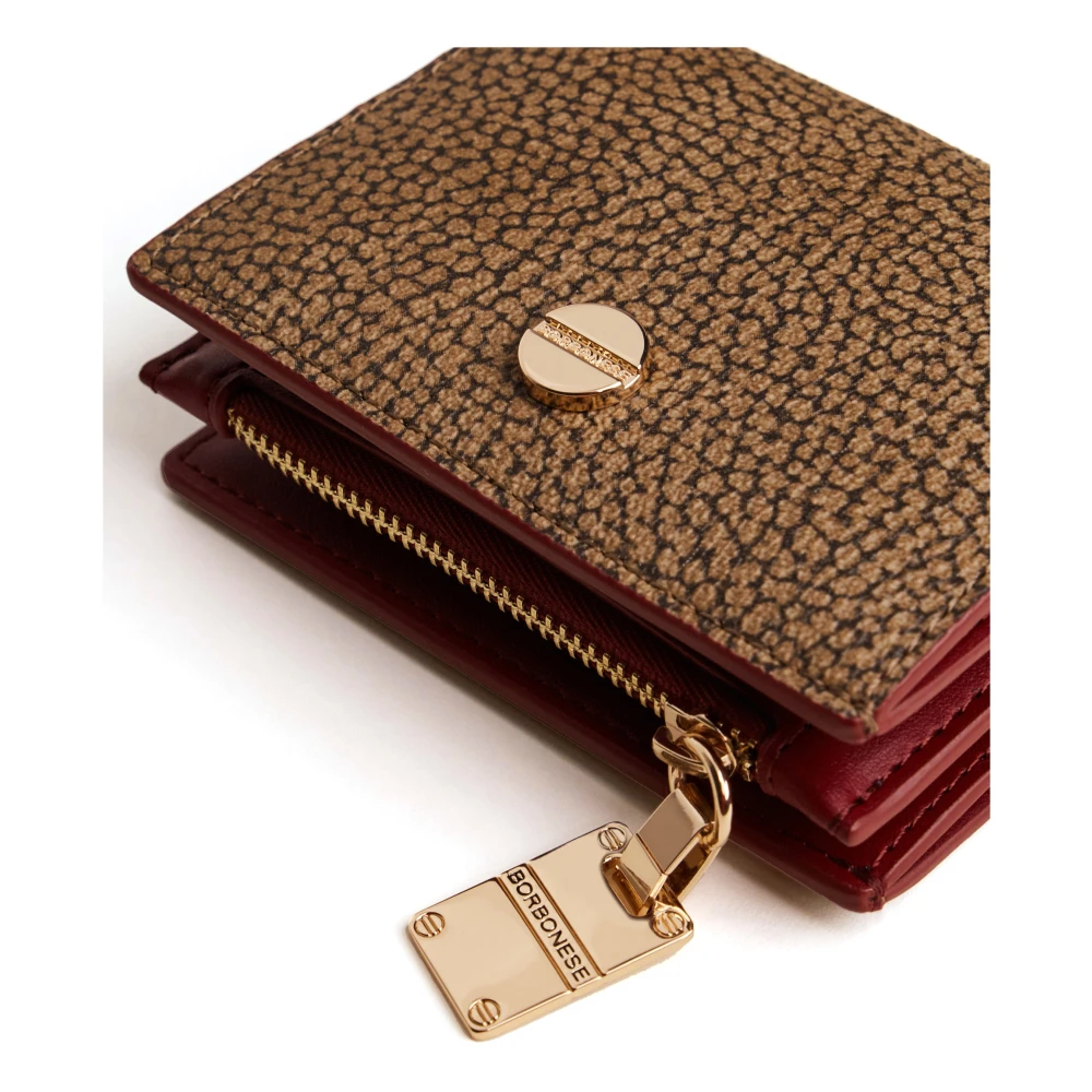 Borbonese Compacte Bifold Portemonnee met Georganiseerde Ruimtes Brown Dames