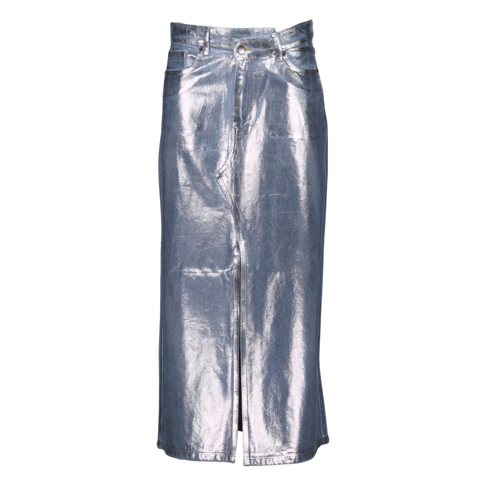 Co'couture Women's Gray Foil Midi Skirt