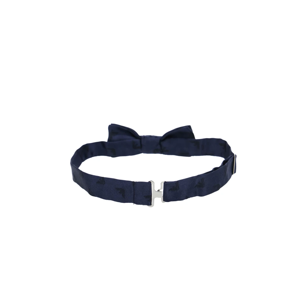 Emporio Armani Blauwe strikdas met ruchedetail Blue Heren