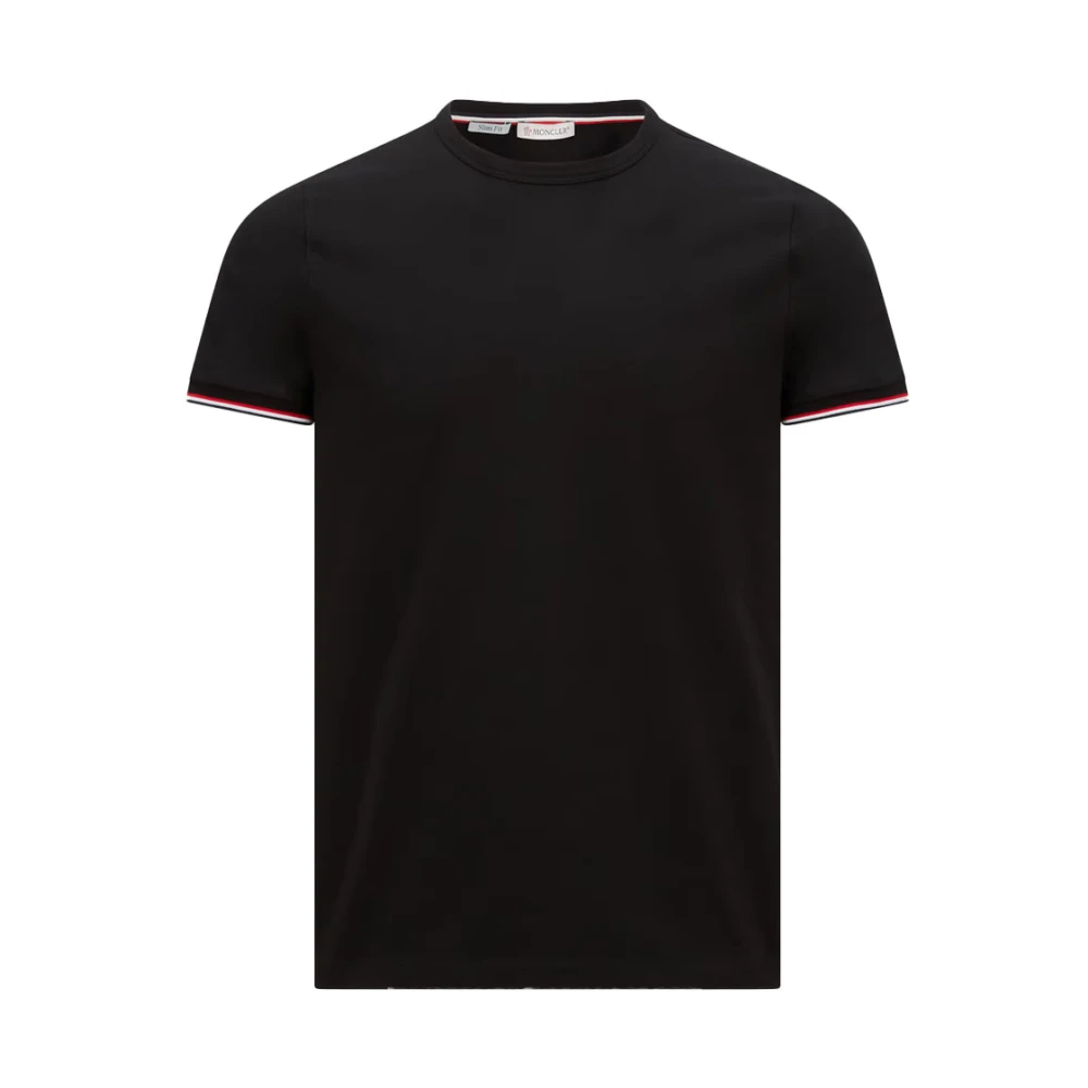 Moncler T-shirt met tricolour afwerking Zwart Black Heren