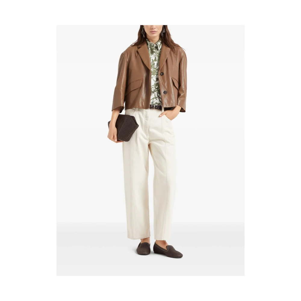 BRUNELLO CUCINELLI Ecru Broek met Kettingdetail White Dames