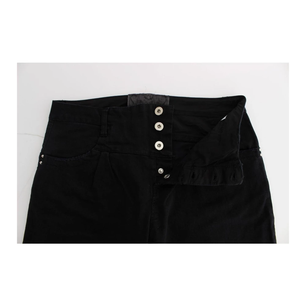 Costume National Zwarte Katoenen Slim Fit Cropped Jeans Black Dames