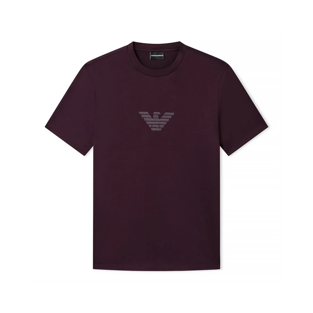 Emporio Armani Mannelijk Purper Tops Heren, Paars, 2XL, Katoen, Pima Jersey T-Shirt
