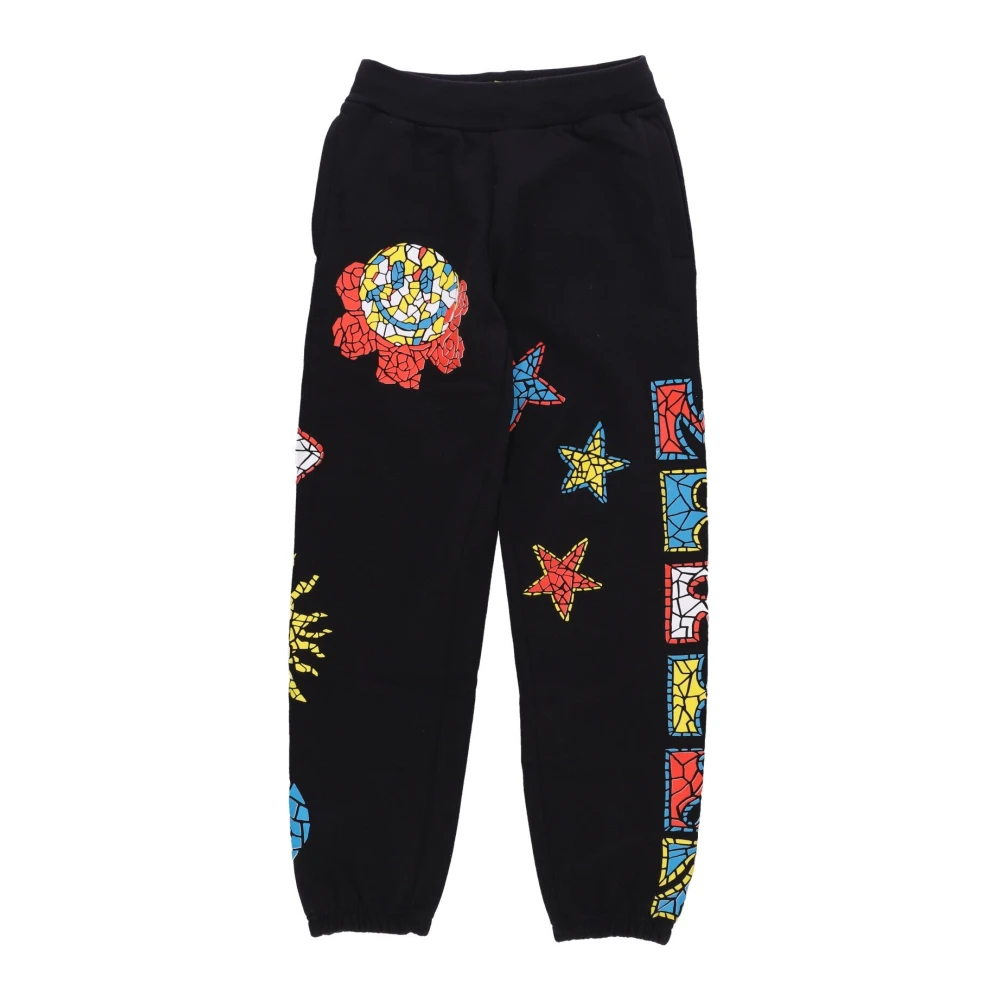 Market Zwarte Mozaïek Smiley Sweatpants Black Heren