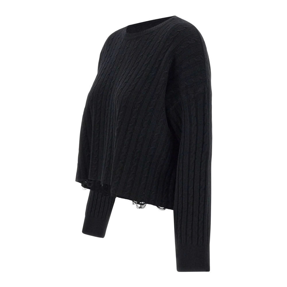 Kaos Zwarte Kabeltrui Black Dames