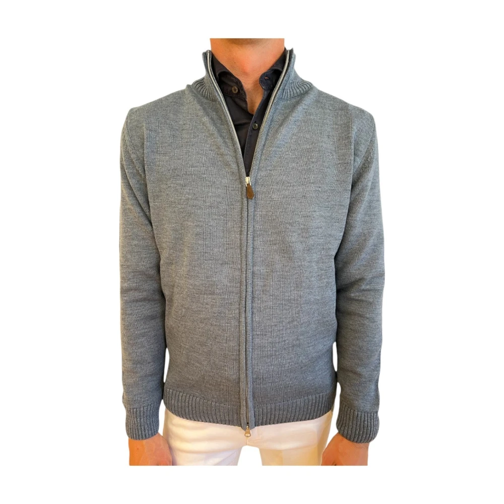 Stenströms Blauwe Merino Zip Cardigan Blue Heren