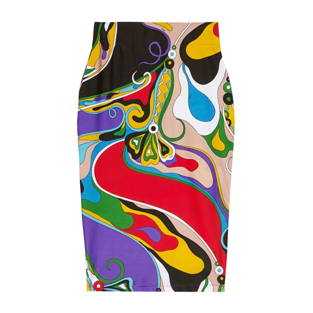 Emilio Pucci Lila Abstrakt Mönster Pennkjol Multicolor, Dam