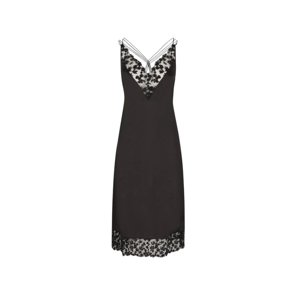 Fendi Silk And Lace Dress - Female - Maxi Dresses - Black - Xs - Dresses