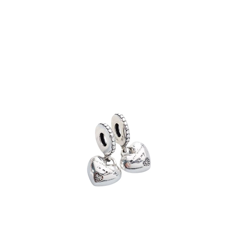 PANDORA Mother and Daughter Hearts Dangle Charm for Bracelet | Mother & Daughter Hearts Split Charm in Sterling Silver with Pink Enamel & a Sparkling Cubic Zirconia Heart - Image 3