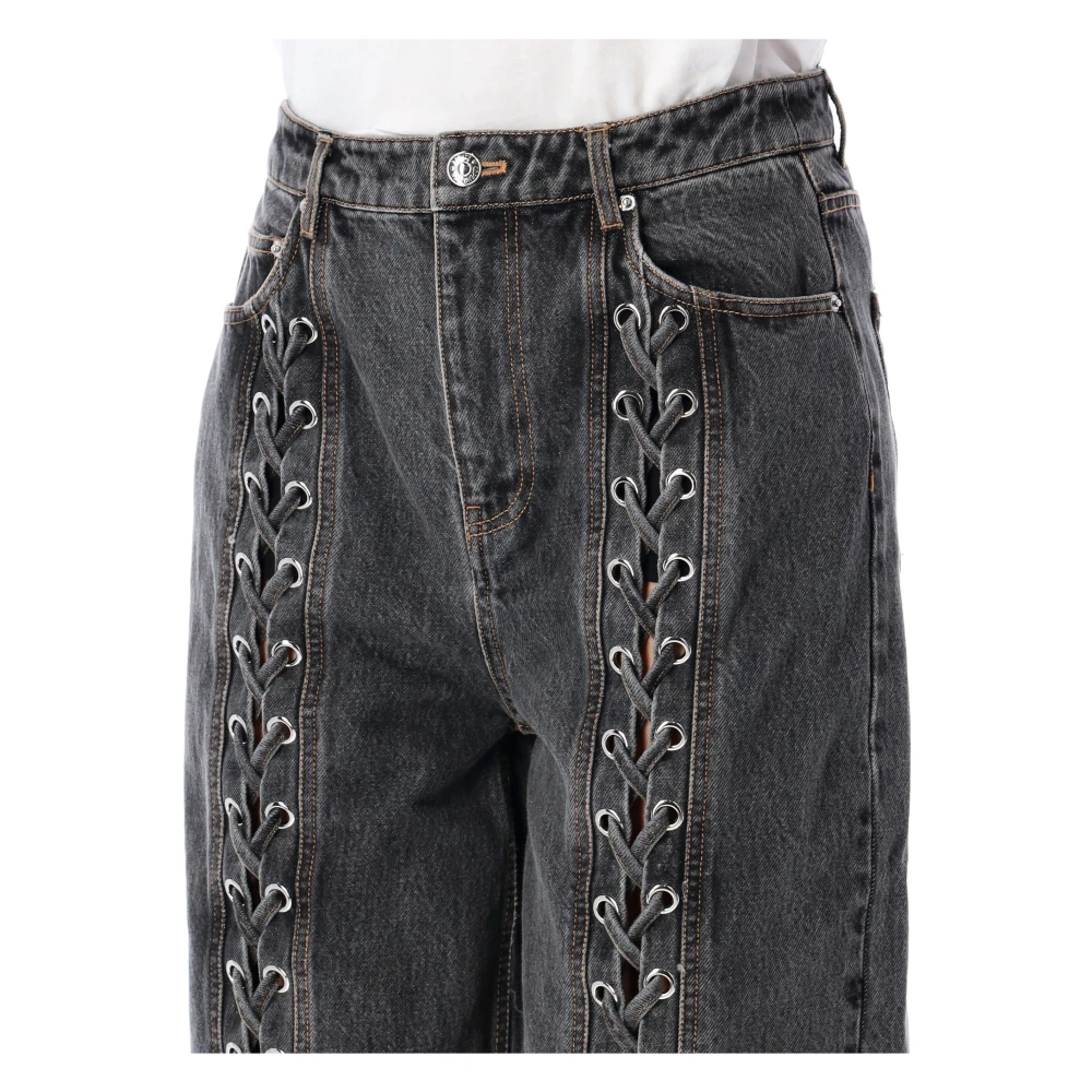Rotate Birger Christensen Denim Broek met Veterdetails Black Dames