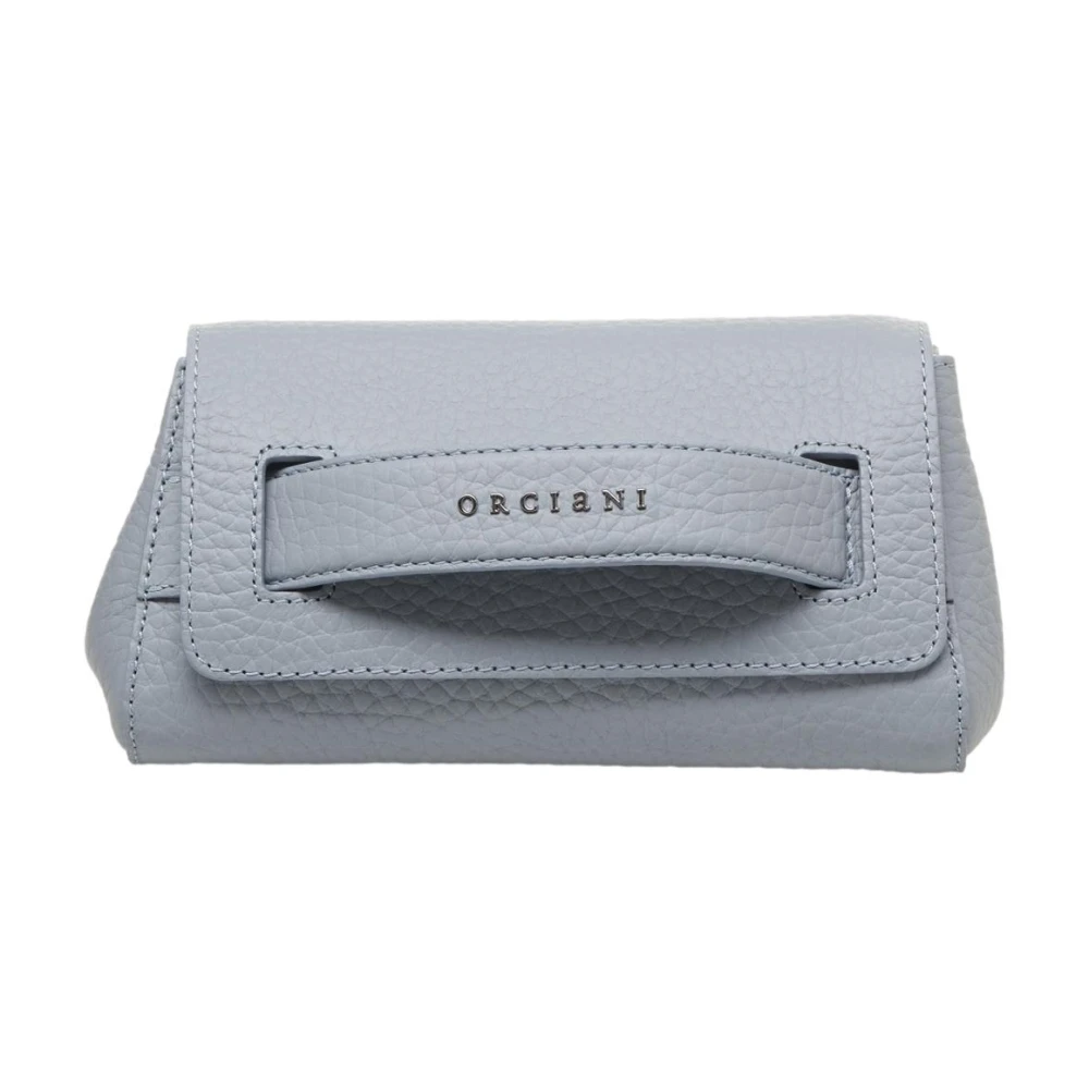 Orciani Women's Blue Leather Clutch Handbag