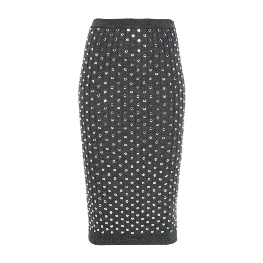 N21 Kristalversierde Geribbelde Gebreide Rok Gray Dames