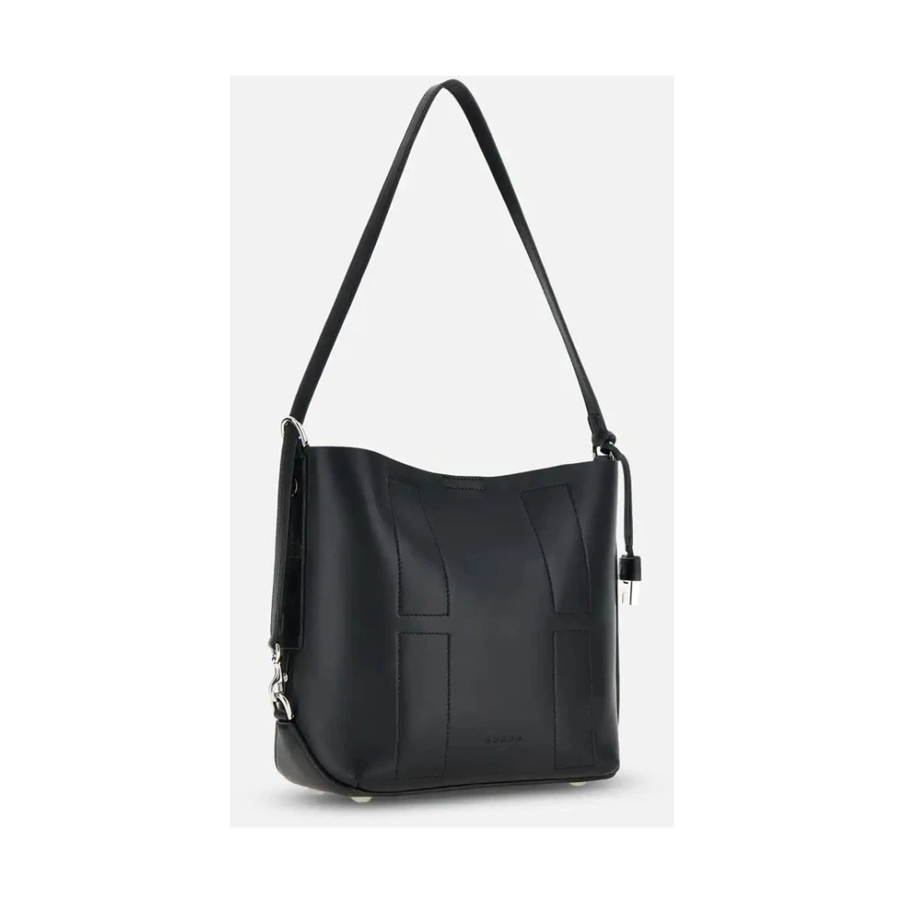 Hogan Zwarte leren hobo schoudertas Black Dames
