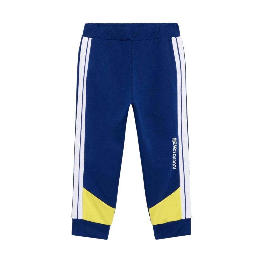 Roberto Cavalli Blue Sweatpants, Male, 6 M, Color-Block Jogging Trousers