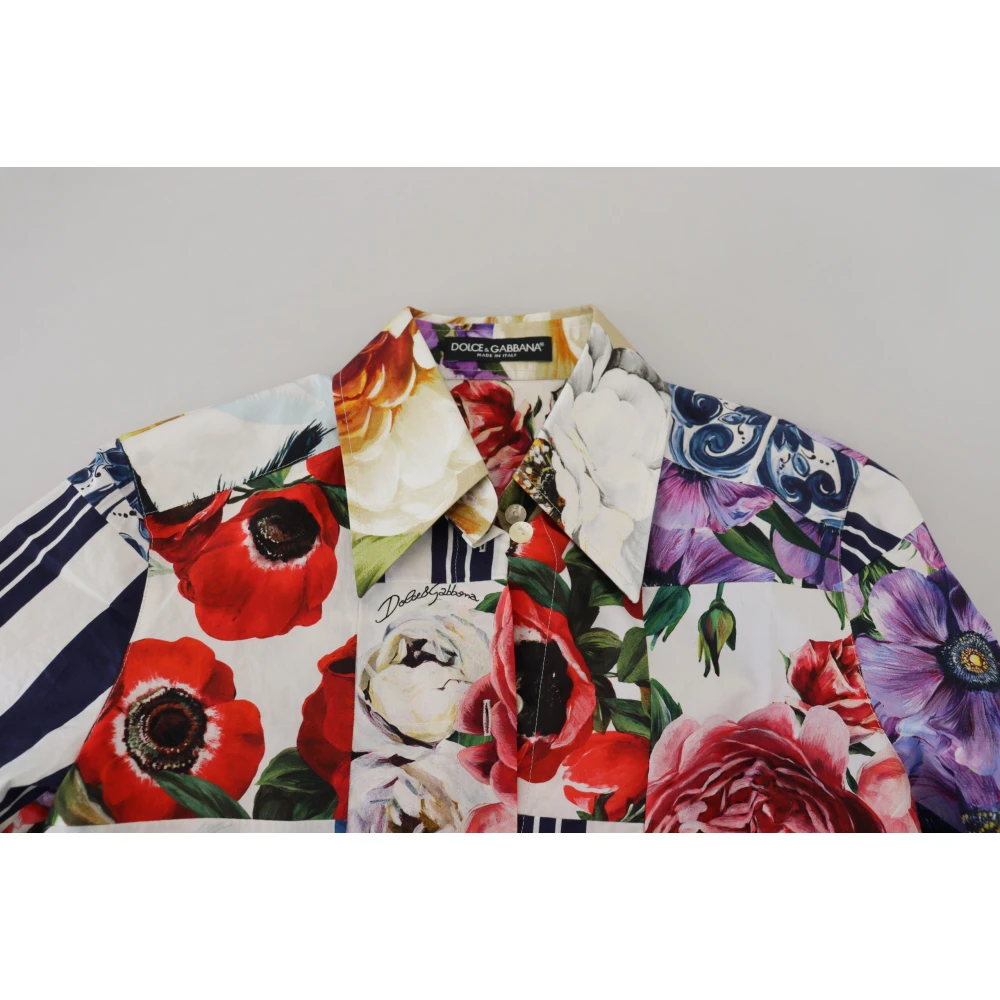 Dolce & Gabbana Multicolor Bloemenkatoenen Blouse met Kraag Multicolor Dames