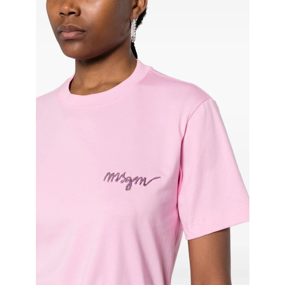 Msgm Roze & Paarse Katoenen T-Shirt Pink Dames